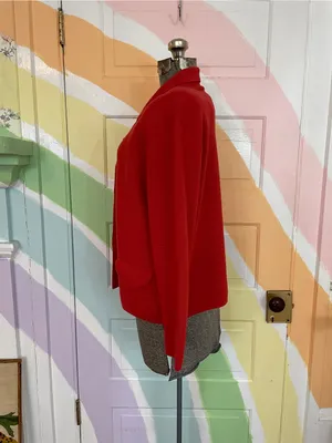 CAbi Coronation Cardigan Knit Jacket Cardinal Red 100% Cotton Blazer Sz S 💚🎀 thumbnail 5