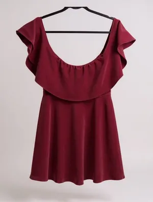 Windsor Red Off Shoulder Ruffle Skater‎ Party Dress Large thumbnail 1