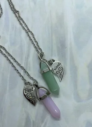 Silver Heart Best Friend Crystal Stone Necklaces thumbnail 11