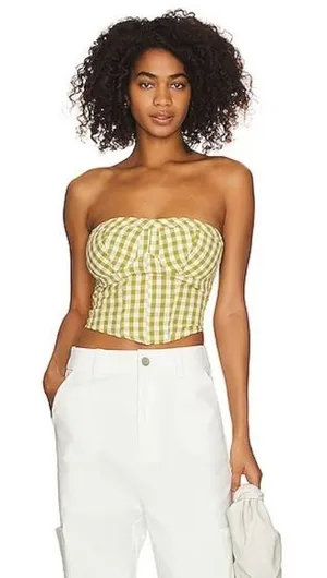 Free people Leilani Tube Top in Green Gingham thumbnail 1