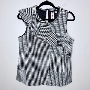 Anthropologie Dolan Medium Left Coast Callan Ruffled‎ Houndstooth Top Sleeveless thumbnail 4