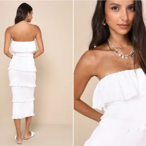 LULUS Bridal Bachelorette Engagement Bridal Shower Sexy HOneymoon Ruffles midi thumbnail 4