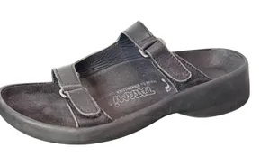 Tatami Birkenstock Platform Sandals Womens 9 Black Leather Double Strap Slides thumbnail 1