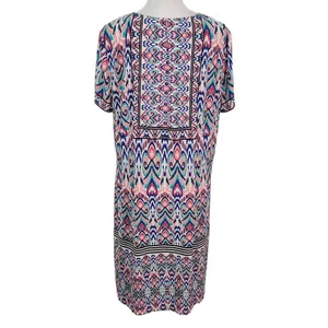 London Times Blue and Pink Mini Shift Dress Size 14 Wedding Guest Dress thumbnail 3