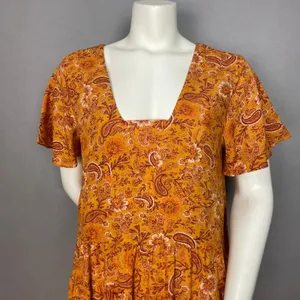 Patrons of Peace Babydoll Dress Paisley Floral Mini Women Sz Large‎ Boho Tiered thumbnail 4