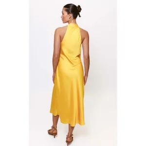 New! Hutch Mari Halter Midi Dress Yellow Daffodil Satin Sz Small‎ thumbnail 2