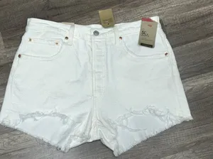 NWT LEVI’S 501 Denim Cutoff Jean Shorts Women’s Size 32 Off-White Button-fly thumbnail 1