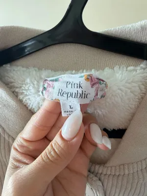 Pink Republic Corduroy‎ Sherpa-Lined Bomber Jacket, Size L thumbnail 3
