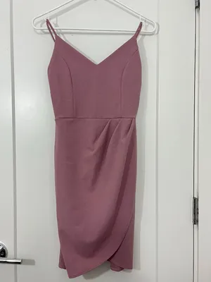 Lulu's Size Medium Mauve Orchid V-Neck Tulip Hem Bodycon Dress thumbnail 2