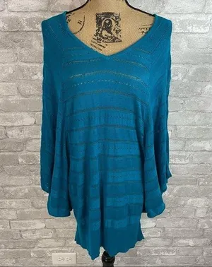 Worthington Vneck Vivid Teal Sweater thumbnail 1