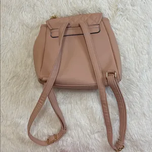 Quilted Pink Backpack with Gold Chain thumbnail 2