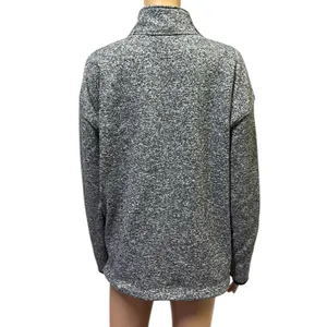 Victorias Secret PINK Heather Gray Quarter Zip Kangaroo Pocket Knit Sweatshirt M thumbnail 3