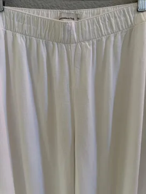 Abercrombie & Fitch White Linen Blend High Waist Wide Leg Pull-On Pants XXL thumbnail 5