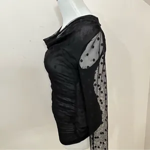 White House Black Market Y2K Sheer Mesh Polka Dot Top XS thumbnail 4