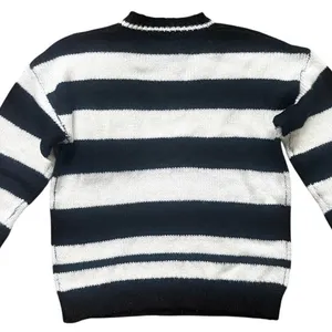 Olive Scent Striped Knit Crewneck Sweater Size Small Black White Grunge Coquette thumbnail 5