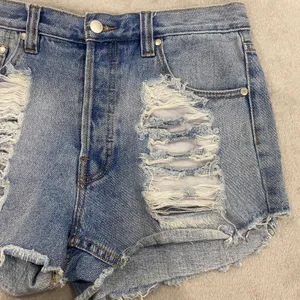 MINKPINK High Waisted Distressed Denim Shorts Size Large thumbnail 3