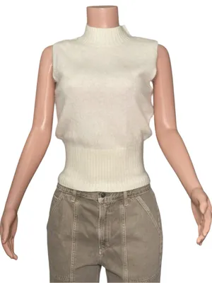 KOOKAÏ Geneva Wool Cashmere Knit Tank, Winter White, FR36/US4 thumbnail 3