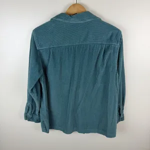 LL Bean Corduroy Button Down Shirt Size MP Shacket Teal Gorpcore Outdoors Rustic Blue thumbnail 5