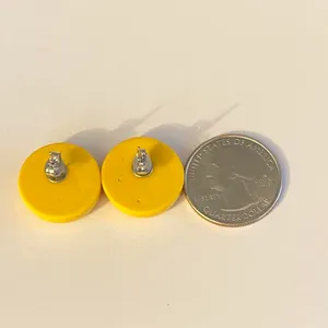 Handmade Smiley Kawaii yellow stud earrings NEW unisex thumbnail 3
