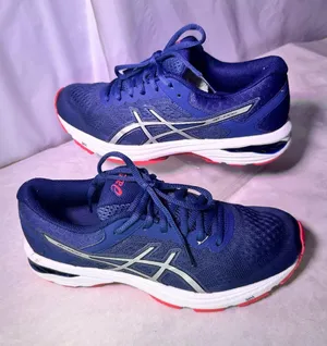 ASICS Navy Blue Mesh Running Shoes with Silver Accents thumbnail 1