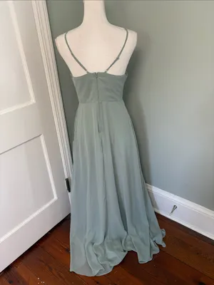 Birdy Grey Elegant Sage Green V-Neck Spaghetti Strap Dress Daisy Matte‎ Small thumbnail 3