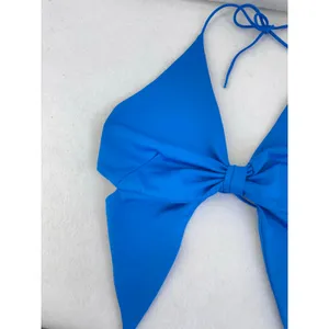 Blue Halter Tie Back Crop Top Y2K Cut Out Festival Clubwear Sexy Open Back thumbnail 4