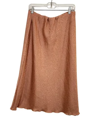 Nicole Miller Orange Animal Print Elastic Waist Satin A-Line Midi Skirt Size XL thumbnail 1