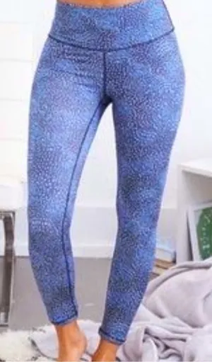 Aerie Blue and White High Waist Workout Leggings Small thumbnail 1