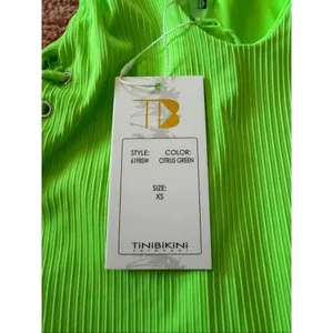 TiNiBiKiNi One Piece Swimsuit XS Citrus Green Lace Up Ribbed Monokini thumbnail 4