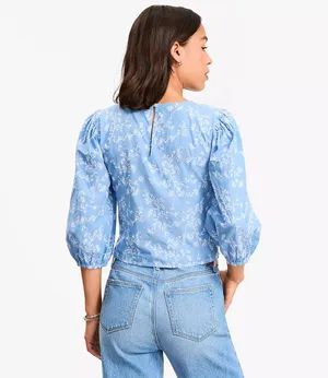 Loft Blue Floral Blouse thumbnail 2