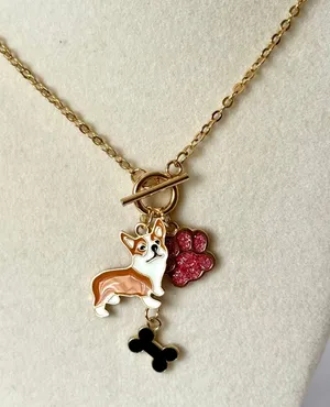 Corgi Necklace (937) Gold thumbnail 1