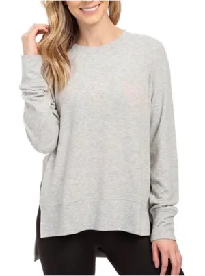 Alo Yoga Glipse Crewneck Sweatshirt Grey Athleisure Side Slit Oversized Women Sm thumbnail 1