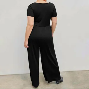 Cider Jumpsuit Square Scoop‎ Neck Wide Leg Short Sleeve Olive Green 0XL 12 14 thumbnail 5