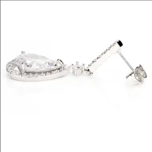 18K Gold Plated CZ Bridal Earrings Bride Drop Cubic Zirconia Wedding Sparkle thumbnail 6