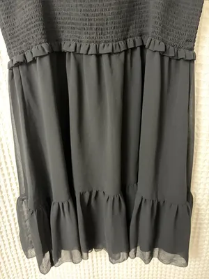 Aritzia Wilfred Tempest Sleeveless Mini Dress Smocked Black Large NWT thumbnail 12