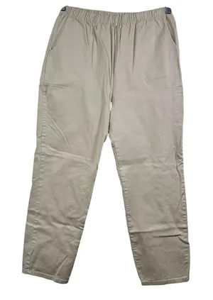 Denim & Co Khaki‎ Elastic Waist Pull On Straight Leg Pants Cotton Stretch Large thumbnail 1