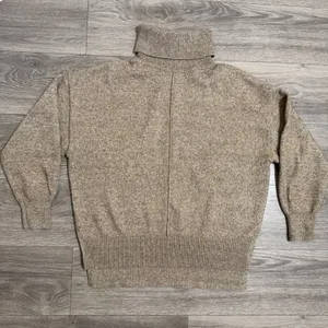 HM Womens Sweater S Oversized Beige Marl Turtleneck Wool‎ Blend Seam Detail thumbnail 4
