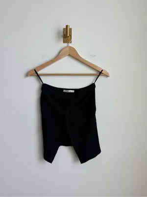 Abercrombie & Fitch Black Ribbed Knit Twist Front Strapless Top XS thumbnail 4