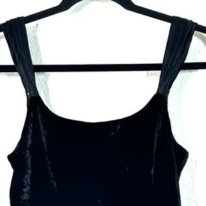 M Top Sleeveless velvet Cami Tank Top Vintage 90s Velvet Black Whimsigoth Grunge thumbnail 7