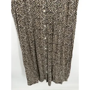 MSK Women Midi Dress‎ 22W Rayon Leopard Print Sleeveless Smocked Button Sundress thumbnail 3