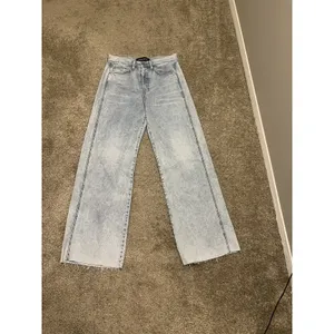 Veronica Beard Taylor Relaxed Wide Leg Pale Stone Jeans High Rise Raw Hem Sz 29 thumbnail 6