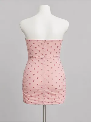 Superdown Fifi Pink Glitter Heart Strapless Mini Dress XS NWT Coquette Barbie thumbnail 5