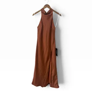 Lulus Exceptional Status Rust Halter Backless Slip Midi Dress size XS NWT thumbnail 5