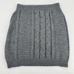 Lulu's gray cable knit chunky winter skirt ribbed pull on stretch neutral medium thumbnail 2