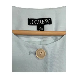 J Crew Dress Womens 6 Light Blue Linen Blend Button Front Short Sleeve Career thumbnail 3