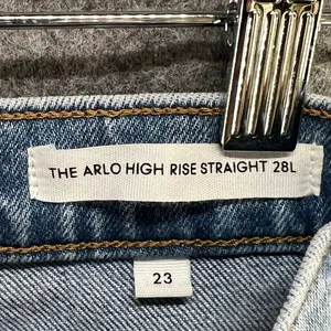 Aritizia Denim Forum The Arlo High Rise Straight Jeans 23‎ Button Fly Organic thumbnail 11