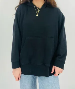 urban outfitters classic black oversized hoodie sweatshirt front pockets size s thumbnail 3