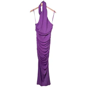 NWT Hello Molly Fabulous Spark Halter Glitter Maxi Dress Purple Women’s Size 8 thumbnail 5