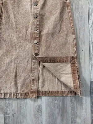 NWT SoMe Neutral 90s Button Front Washed Cotton Midi Denim Skirt size small thumbnail 8