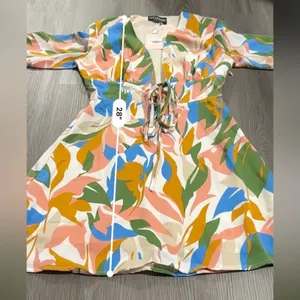 Kittenish Stand Out Multicolor‎ Geometric Print Long Sleeve Mini Dress Size XS thumbnail 10
